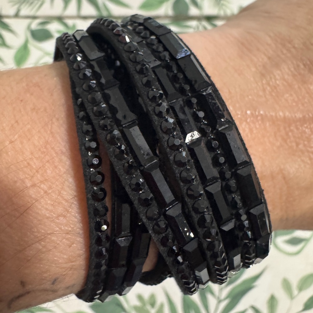 Black Beaded Wrap Bracelet
